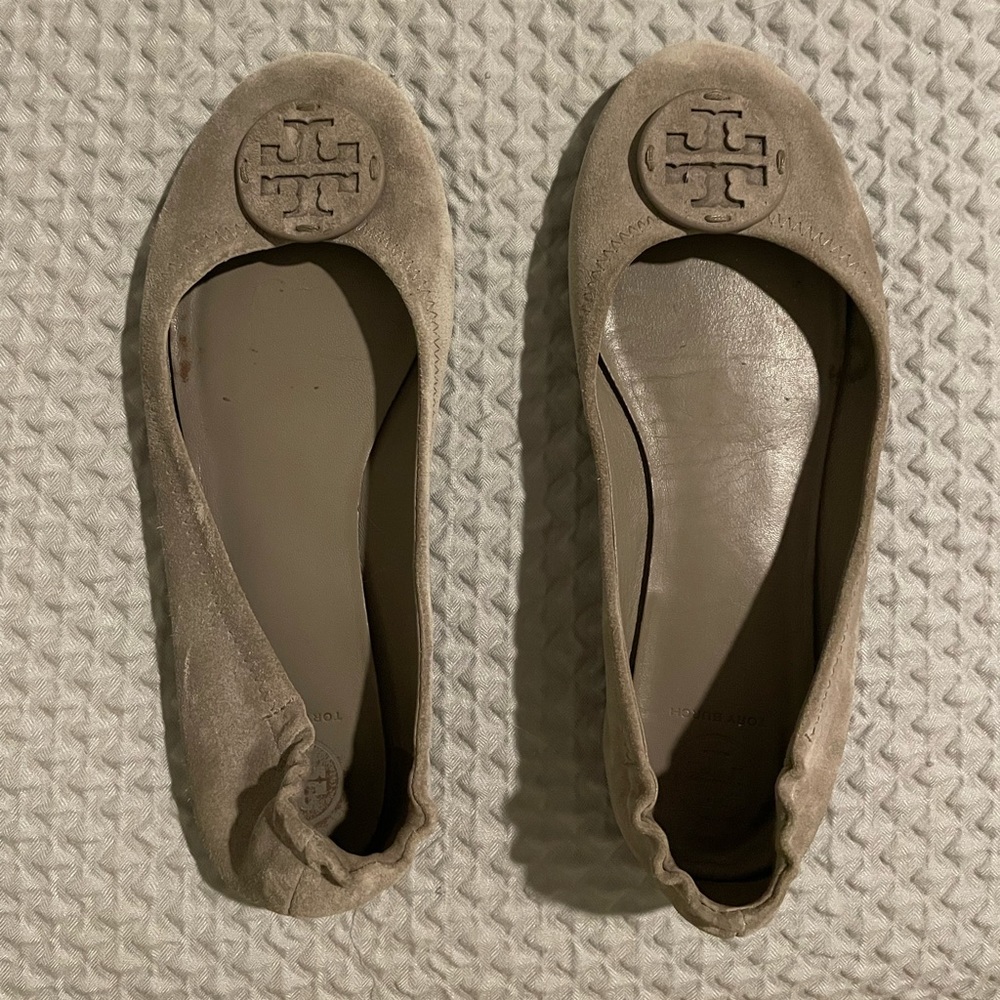 Light Grey Suede Tory Burch Flats